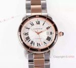Copy Swiss Cartier Calibre Watch 2-Tone Rose Gold White Roman Face